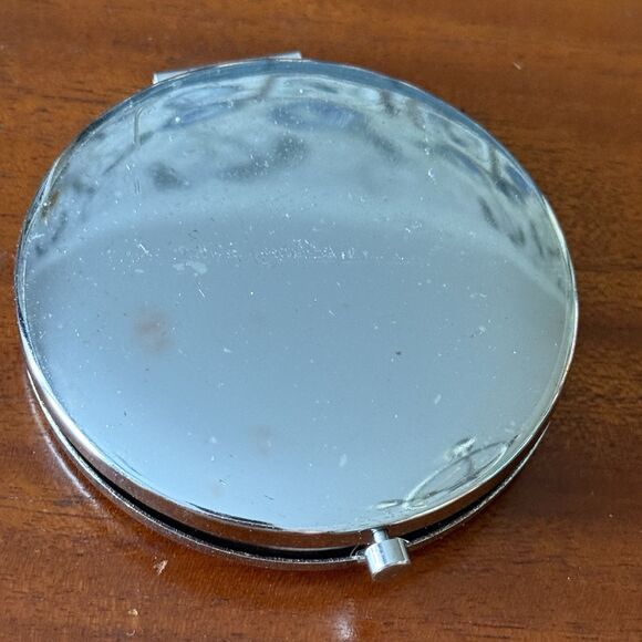 Vintage Dual Compact‎ Mirror Silvertone Parrot Tropical 3" - Picture 3 of 3